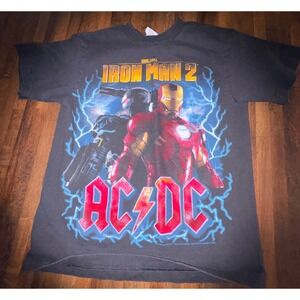 Kids Iron Man 2 AC/DC T-Shirt Marvel Studios War‎ Machine Black Size 10/12 2010